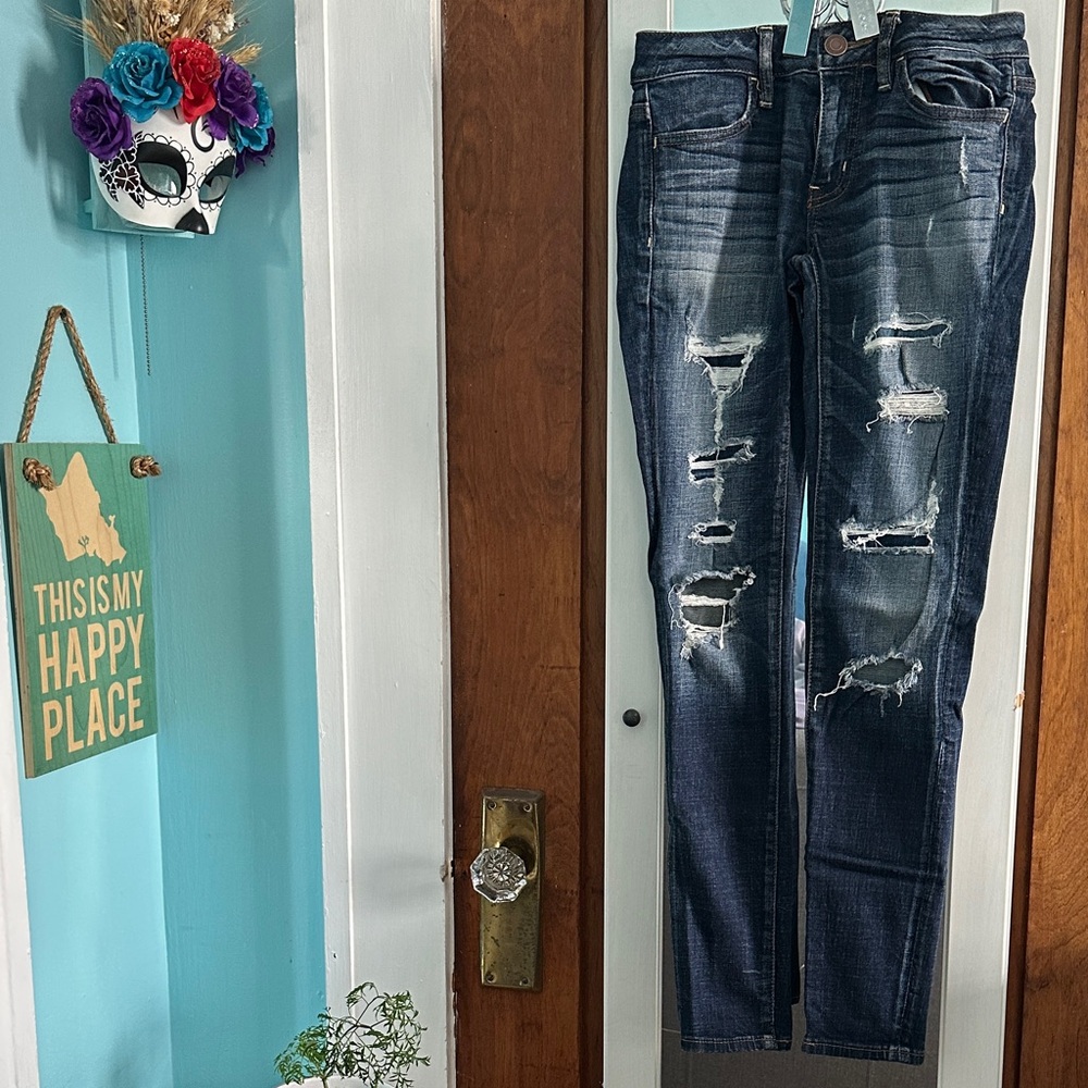American Eagle Outfitters Distressed Blue Jeggings